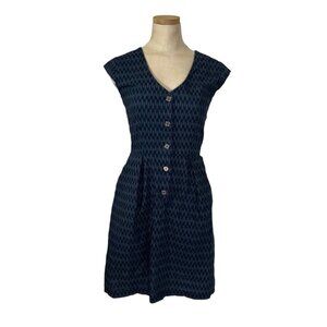 Jennifer Glasgow dress women's XS blue cap sleeve triangle back cotton